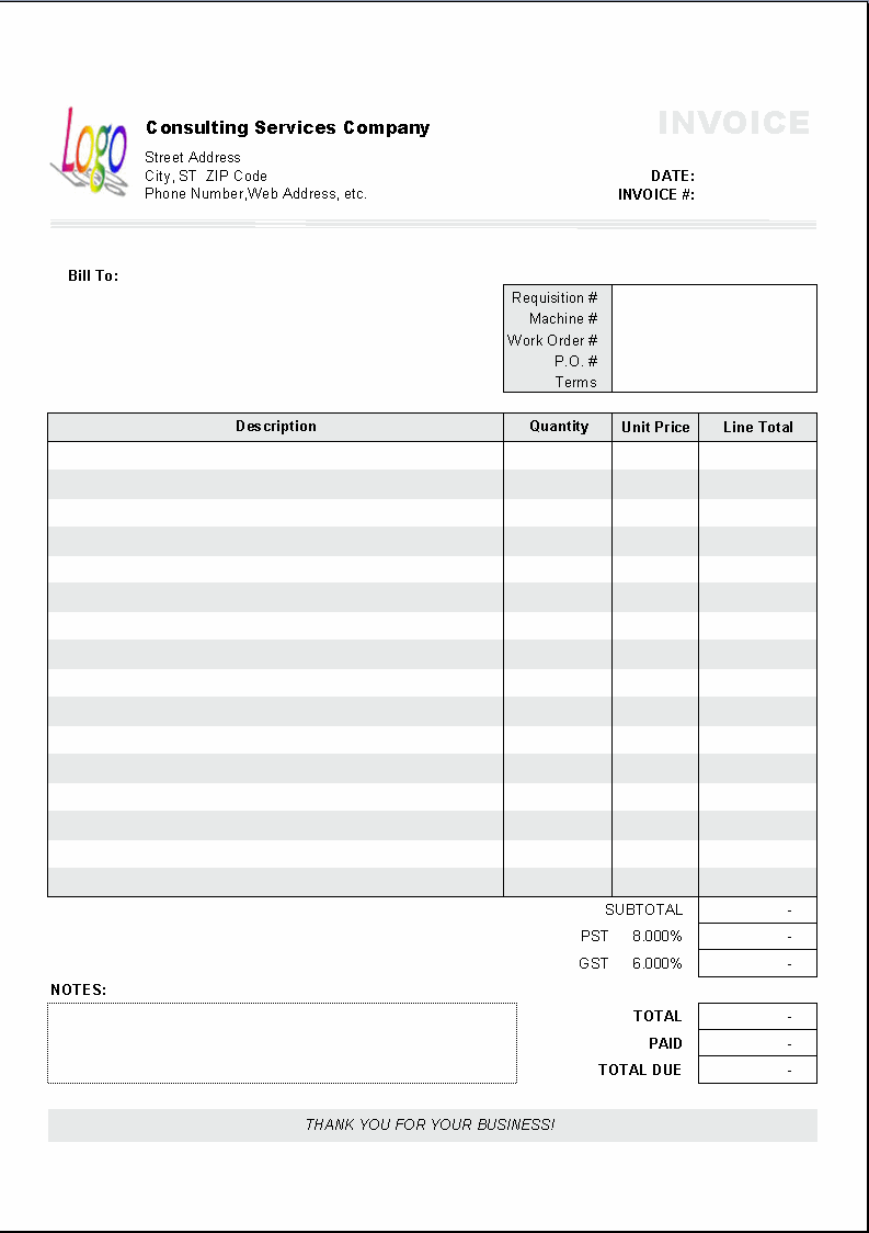 Blank Invoice Printable