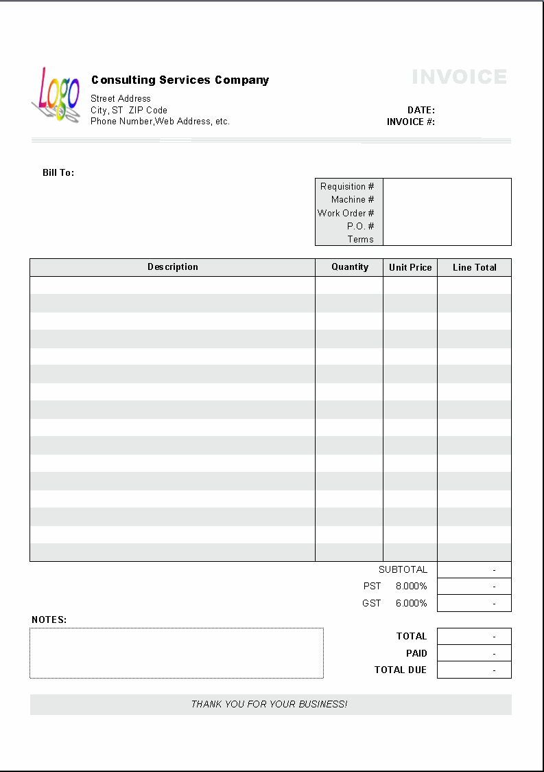 services receipt template