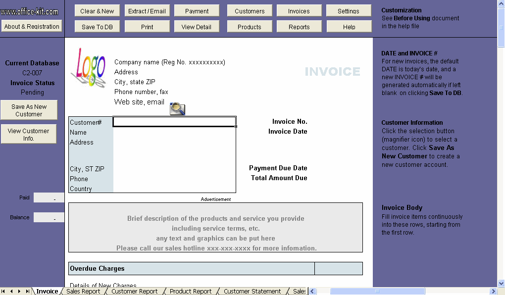 sample invoice sheet